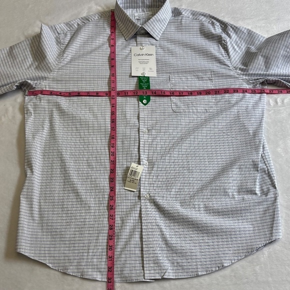 Calvin Klein Dress Shirt, Stretch, White/Blue Plaid, Neck, 17-17 1/2, 34/35, NWT - Picture 10 of 16